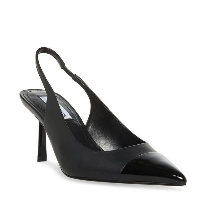 Womens Kling Black Leather Steve Madden Heels