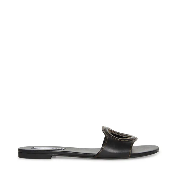 Womens Kylah Black Leather Steve Madden Sandals