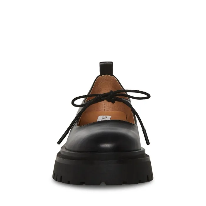 Womens Landon Black Leather Steve Madden Loafers and Flats
