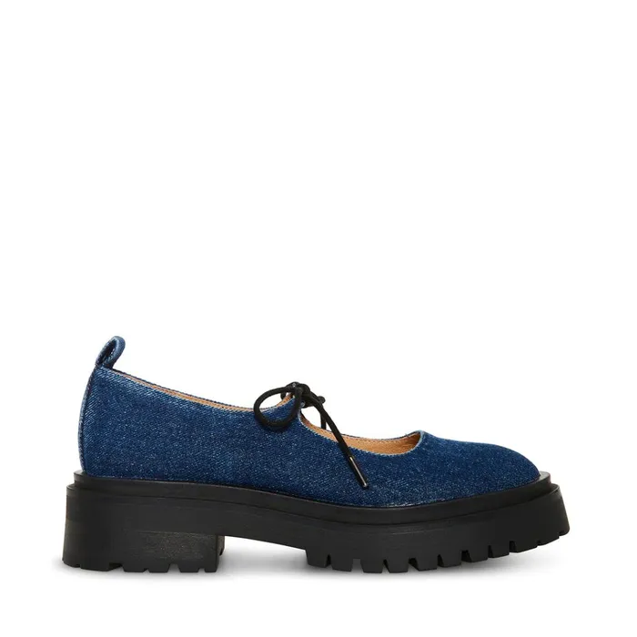 Womens Landon Denim Fabric Steve Madden Loafers and Flats