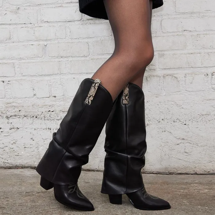 Womens Lassy Black Leather Steve Madden Boots and Booties