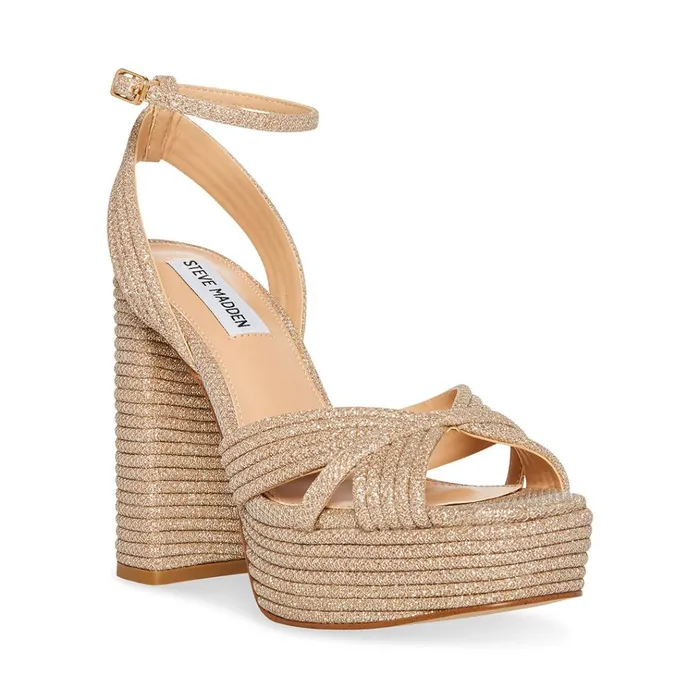 Womens Laurel Gold Glitter Steve Madden Heels