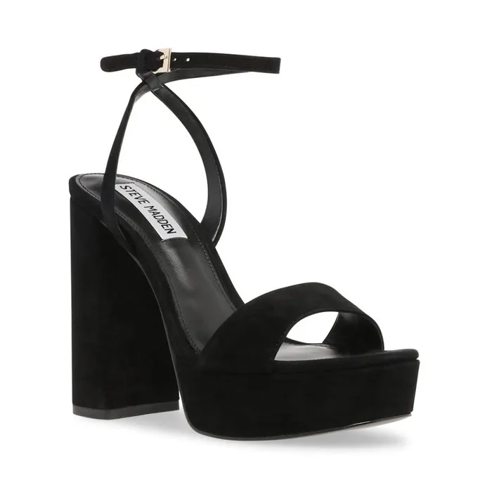 Womens Lessa Black Suede Steve Madden Heels