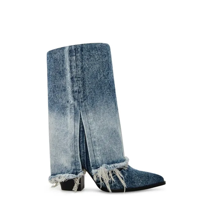 Womens Livvy Denim Fabric Steve Madden Boots and Booties