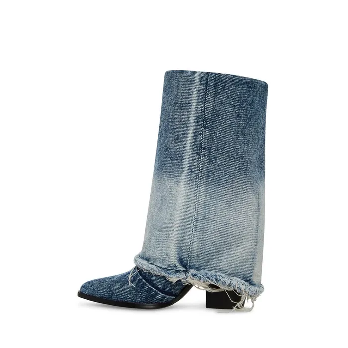 Womens Livvy Denim Fabric Steve Madden Boots and Booties