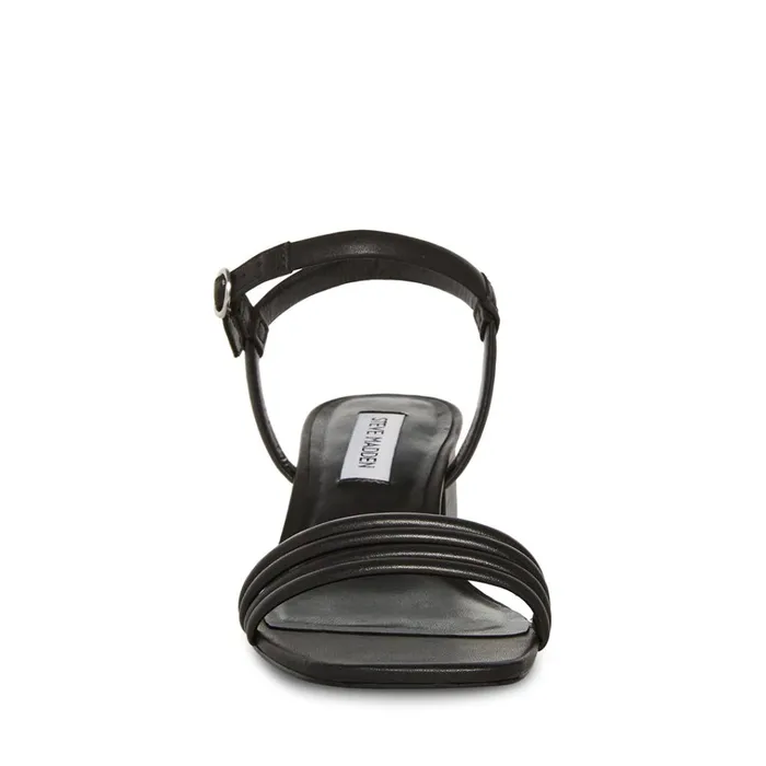 Womens Luster Black Leather Steve Madden Sandals