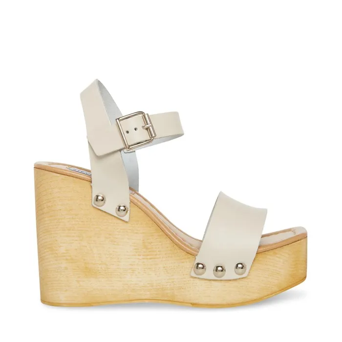 Womens Magnolia Bone Leather Steve Madden Sandals