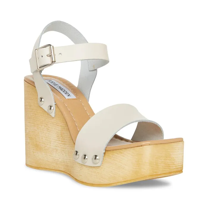 Womens Magnolia Bone Leather Steve Madden Sandals