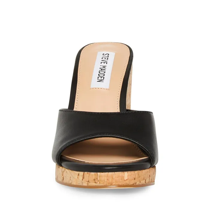 Womens Marvelous Black Leather Steve Madden Sandals