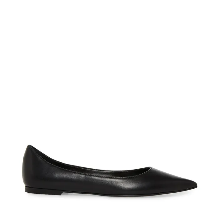 Womens Meryl Black Leather Steve Madden Loafers and Flats