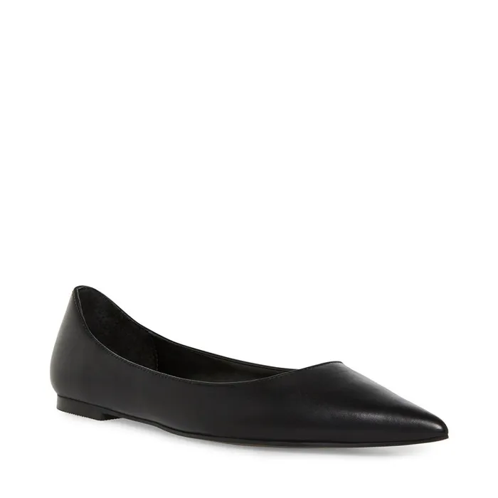 Womens Meryl Black Leather Steve Madden Loafers and Flats