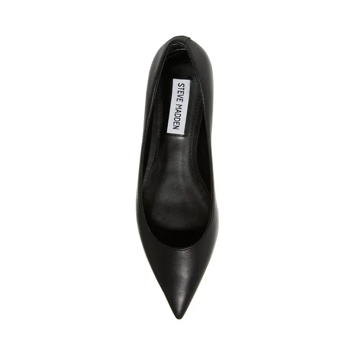 Womens Meryl Black Leather Steve Madden Loafers and Flats
