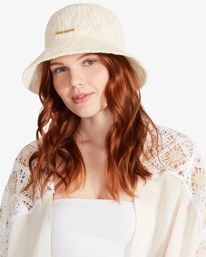 Womens Molded Poly Yarn Bucket Hat Cream Steve Madden Hats Scarves and Gloves