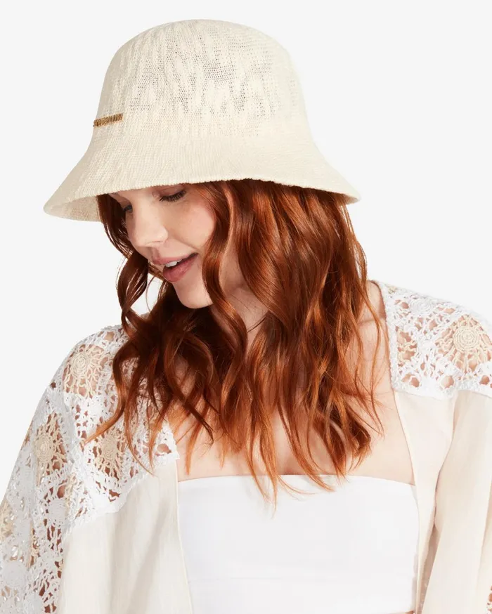 Womens Molded Poly Yarn Bucket Hat Cream Steve Madden Hats Scarves and Gloves