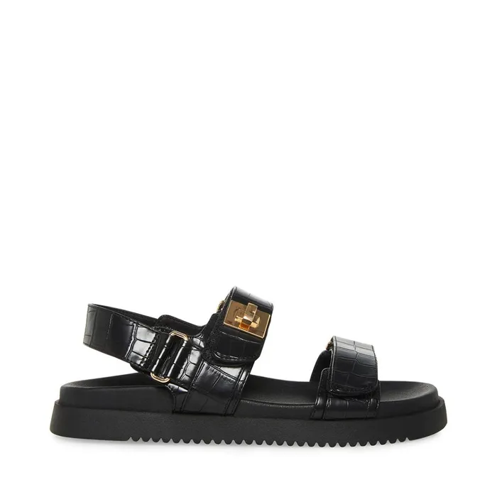 Womens Mona Black Crocodile Steve Madden Sandals