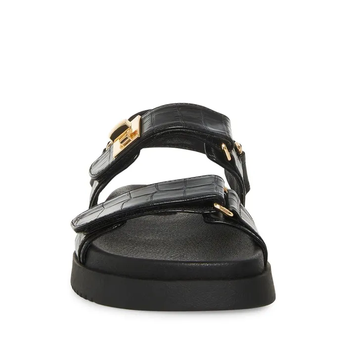Womens Mona Black Crocodile Steve Madden Sandals