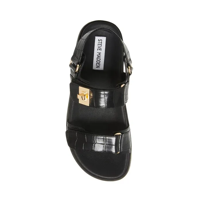 Womens Mona Black Crocodile Steve Madden Sandals
