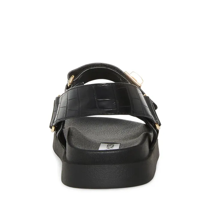 Womens Mona Black Crocodile Steve Madden Sandals