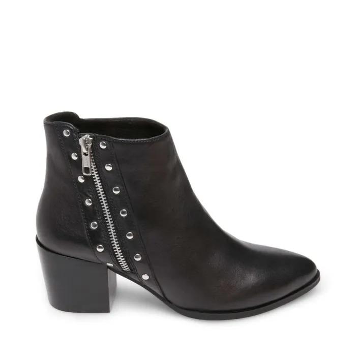 Womens Nolan Black Leather Steve Madden Boots and Booties