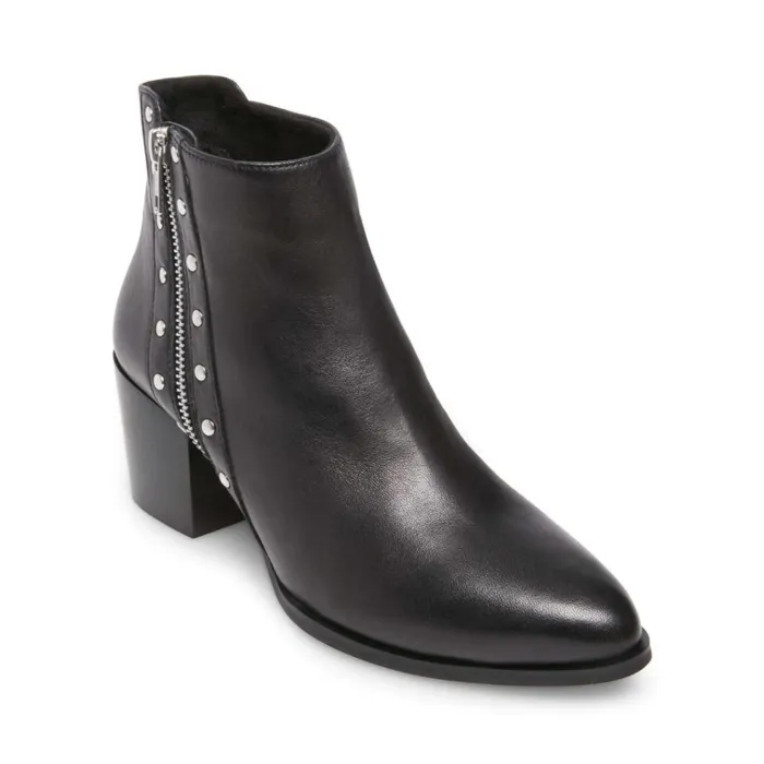 Womens Nolan Black Leather Steve Madden Boots and Booties