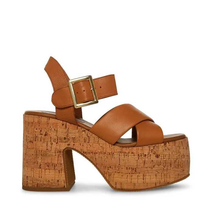 Womens Palmer Tan Leather Steve Madden Sandals