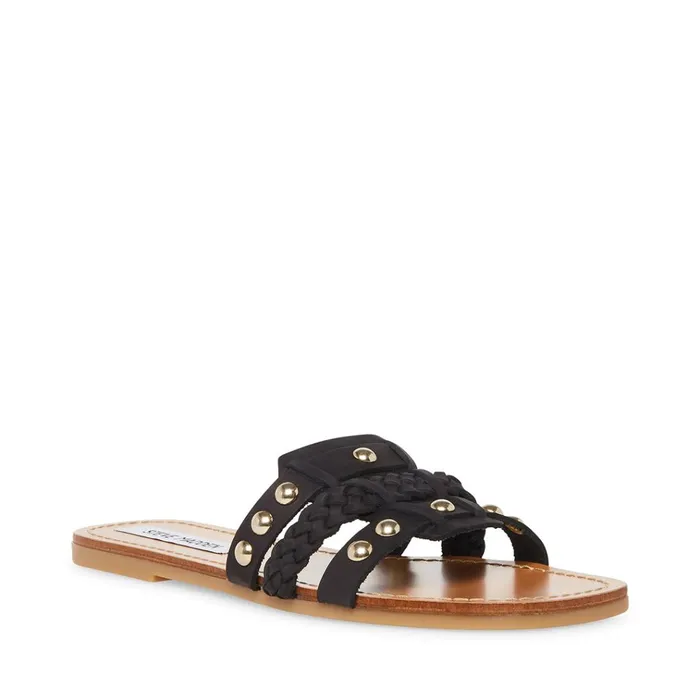 Womens Paradise Black Leather Steve Madden Sandals