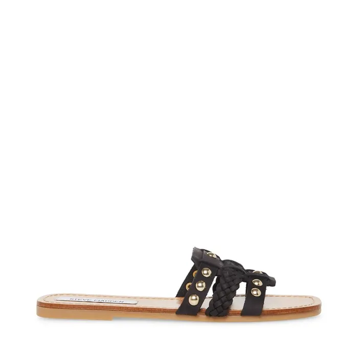Womens Paradise Black Leather Steve Madden Sandals