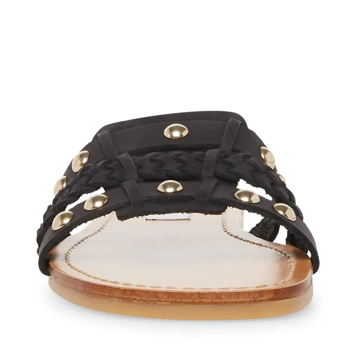 Womens Paradise Black Leather Steve Madden Sandals