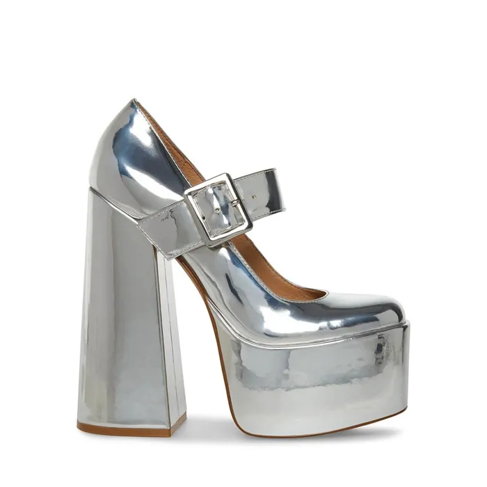 Womens Plaza Silver Steve Madden Heels