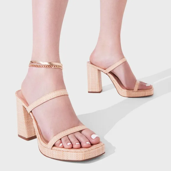 Womens Polly Natural Raffia Steve Madden Heels