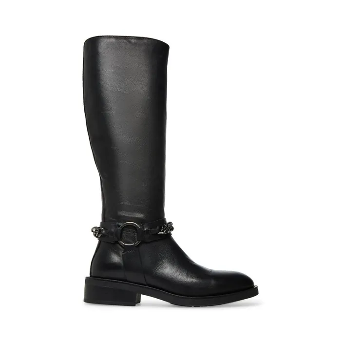 Womens Quin Black Leather Steve Madden Boots and Booties