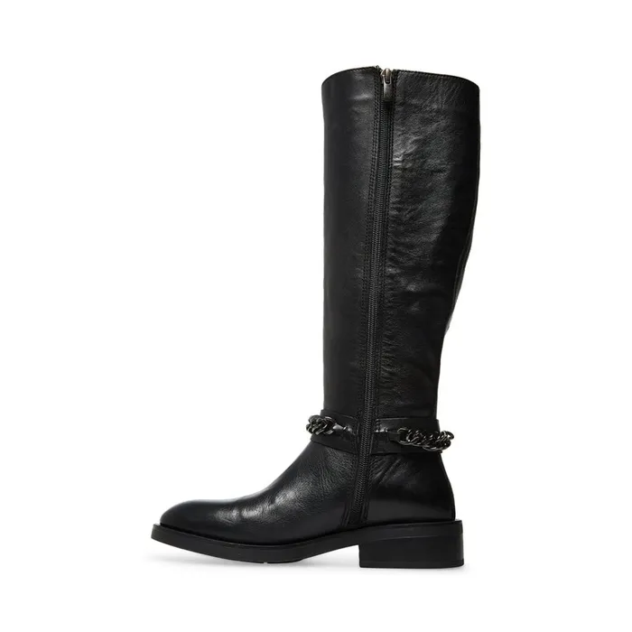 Womens Quin Black Leather Steve Madden Boots and Booties