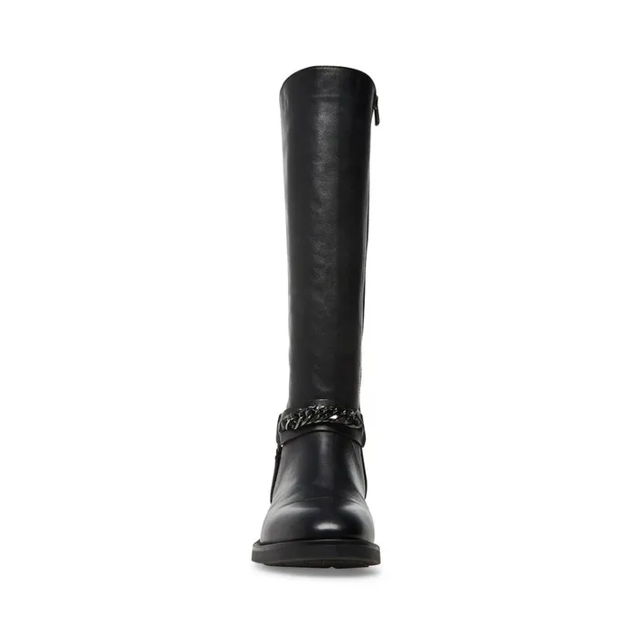 Womens Quin Black Leather Steve Madden Boots and Booties