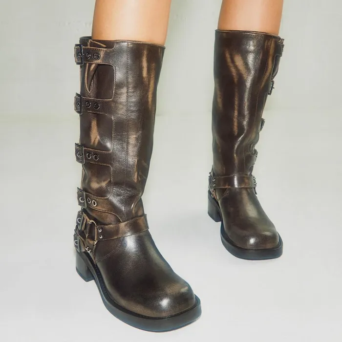 Womens Rocky Brown Distressed Steve Madden Boots and Booties