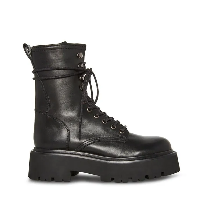 Womens Rowen Black Leather Steve Madden Boots and Booties