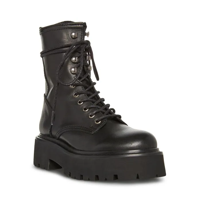 Womens Rowen Black Leather Steve Madden Boots and Booties