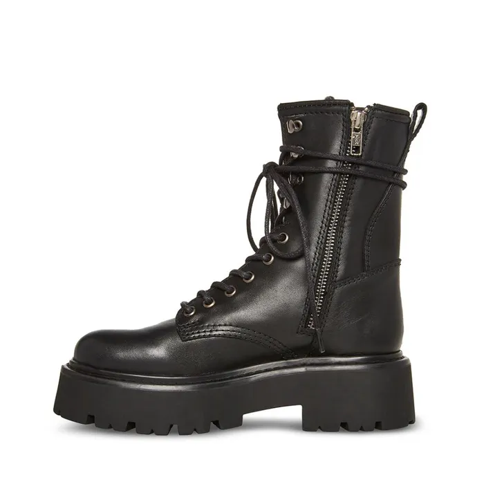 Womens Rowen Black Leather Steve Madden Boots and Booties
