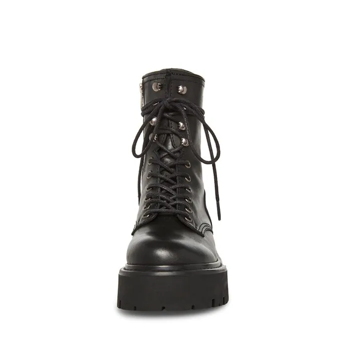 Womens Rowen Black Leather Steve Madden Boots and Booties