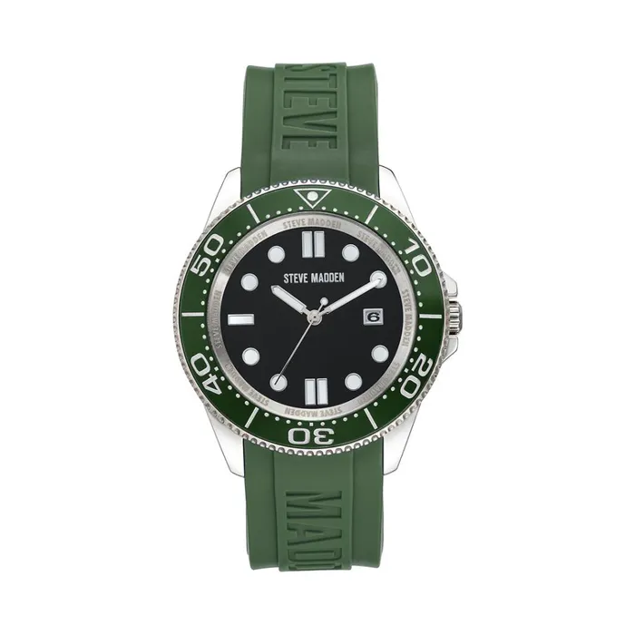 Womens Rubberized Enamel Case Watch Green Steve Madden Watches