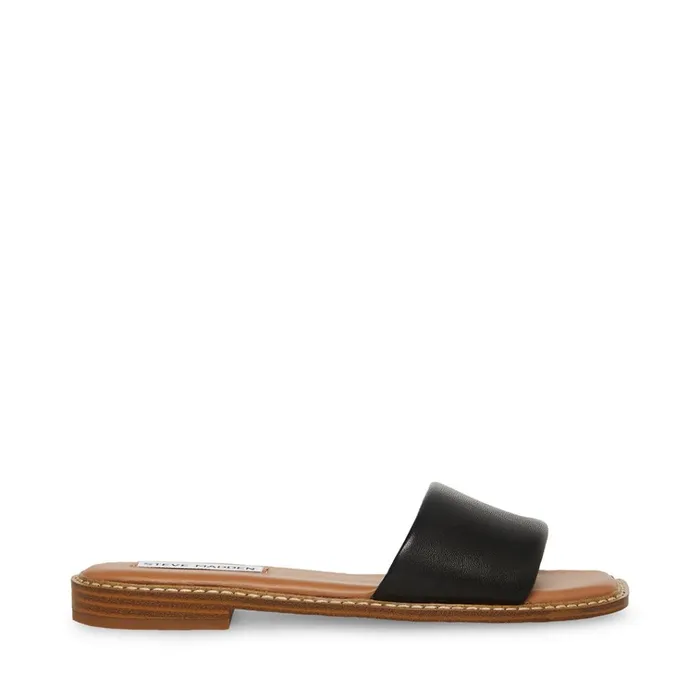 Womens Sandra Black Leather Steve Madden Sandals