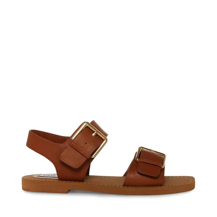 Womens Santo Cognac Leather Steve Madden Sandals