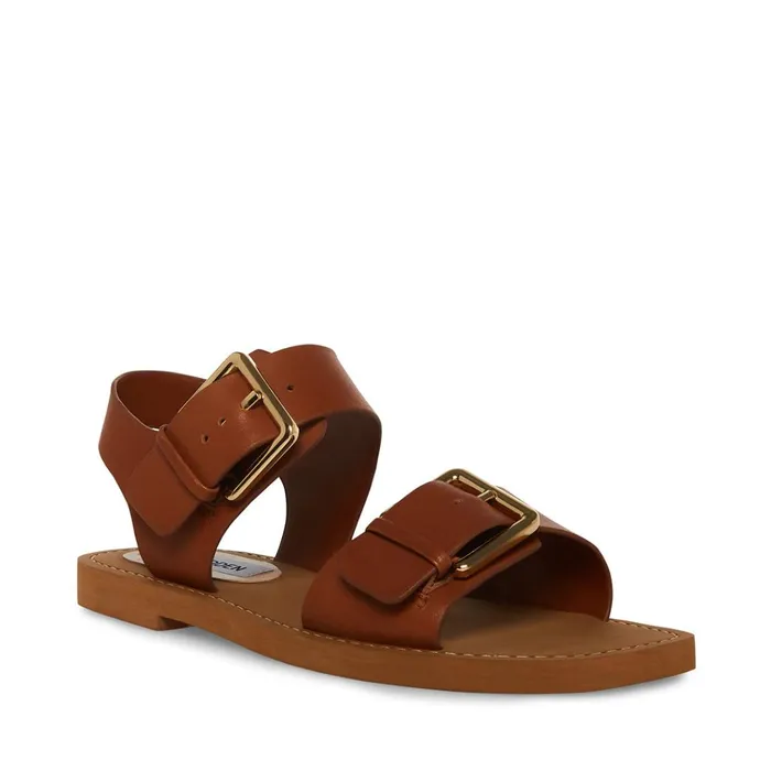 Womens Santo Cognac Leather Steve Madden Sandals