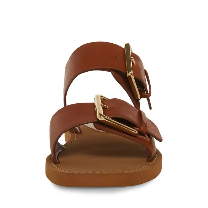 Womens Santo Cognac Leather Steve Madden Sandals
