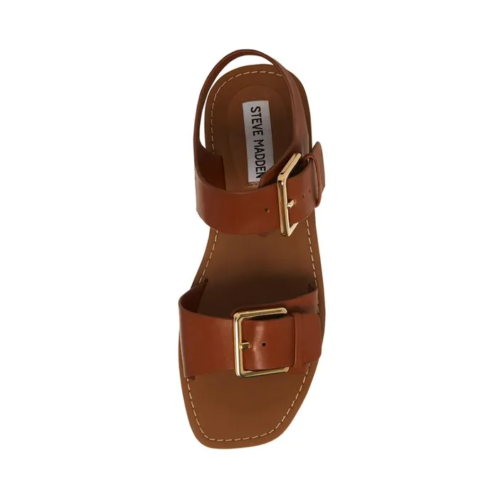 Womens Santo Cognac Leather Steve Madden Sandals
