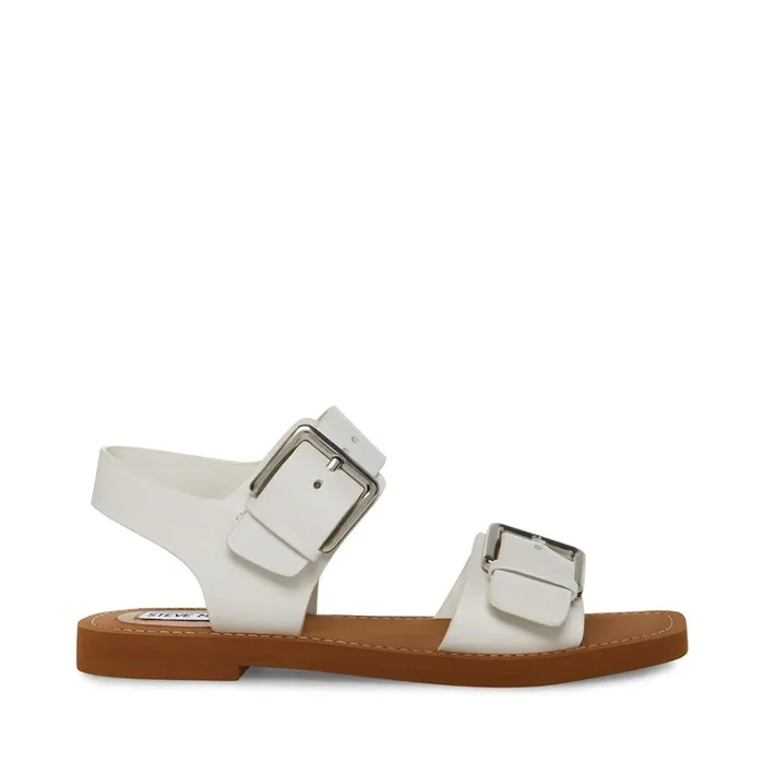 Womens Santo White Leather Steve Madden Sandals
