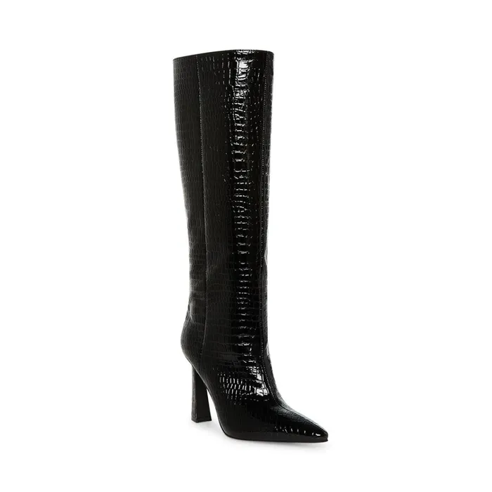 Womens Shayna Black Crocodile Steve Madden Boots and Booties