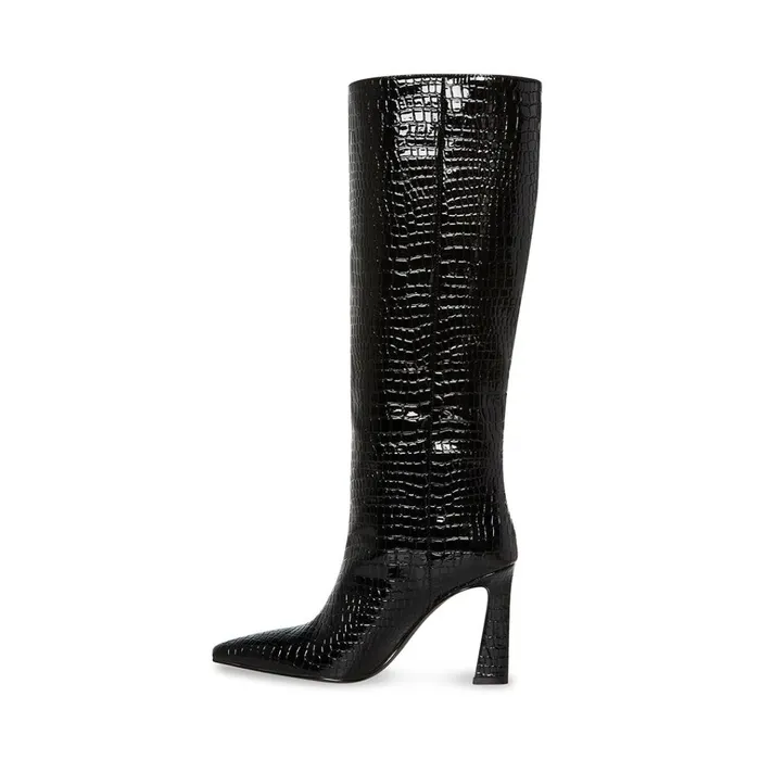 Womens Shayna Black Crocodile Steve Madden Boots and Booties