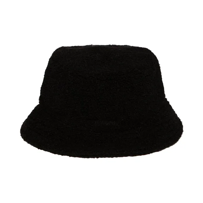 Womens Solid Sherpa Bucket Hat Black Steve Madden Hats Scarves and Gloves