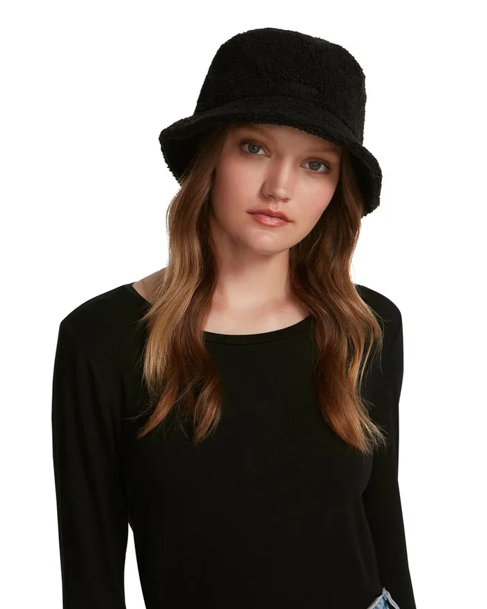 Womens Solid Sherpa Bucket Hat Black Steve Madden Hats Scarves and Gloves Womens Solid Sherpa Bucket Hat Black Steve Madden Hats Scarves and Gloves