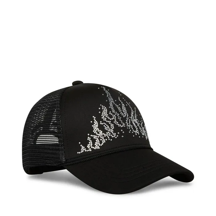 Womens Stone Flame Trucker Hat Black Steve Madden Hats Scarves and Gloves Womens Stone Flame Trucker Hat Black Steve Madden Hats Scarves and Gloves